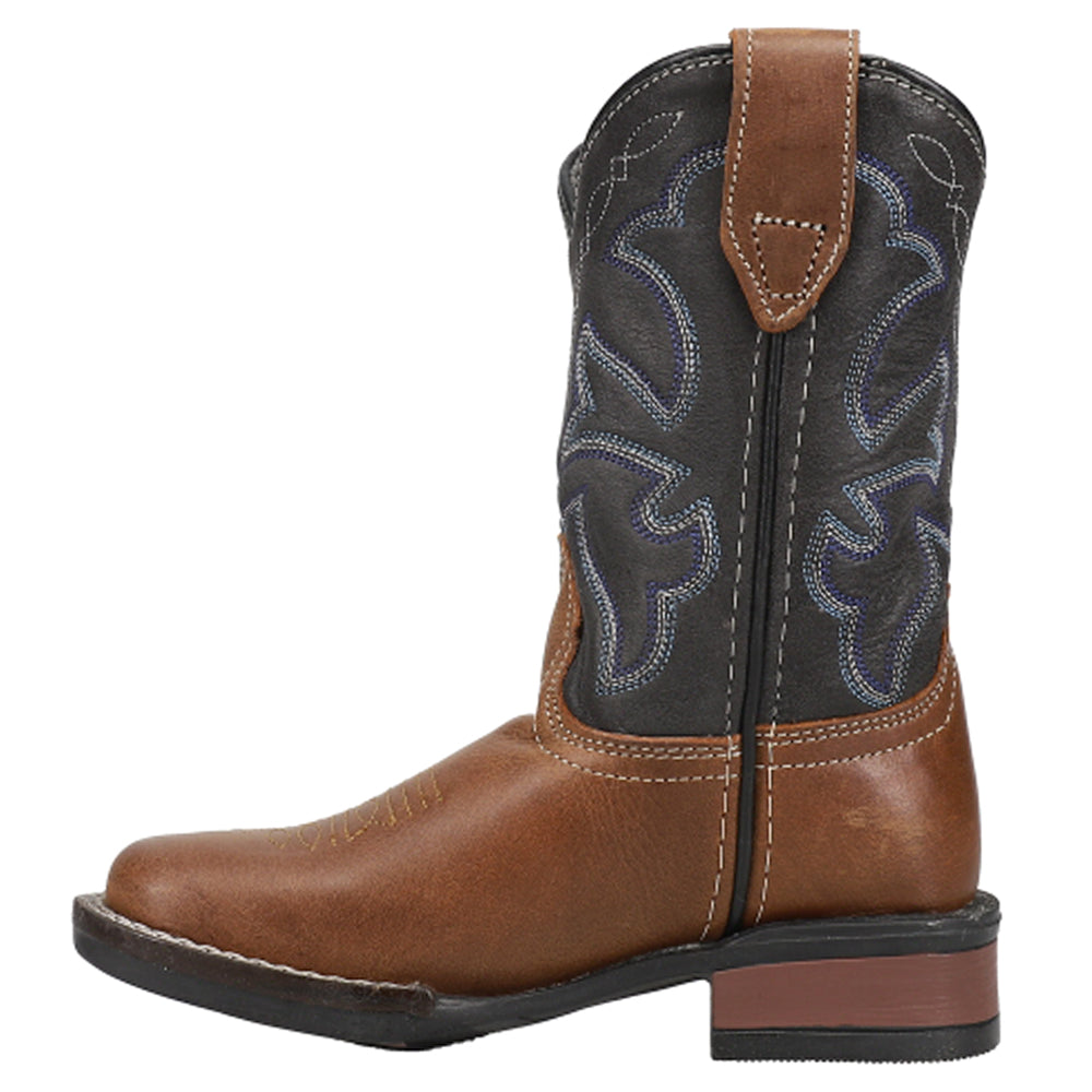 Roper Monterey Leather Square Toe Embroidered Cowboy Boots (Little Kid)