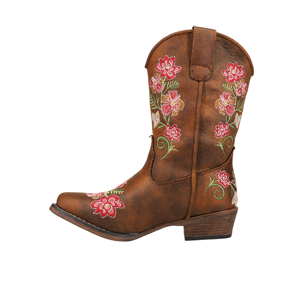 Roper Juliet Embroidery Snip Toe Cowboy Boots (Little Kid-Big Kid)
