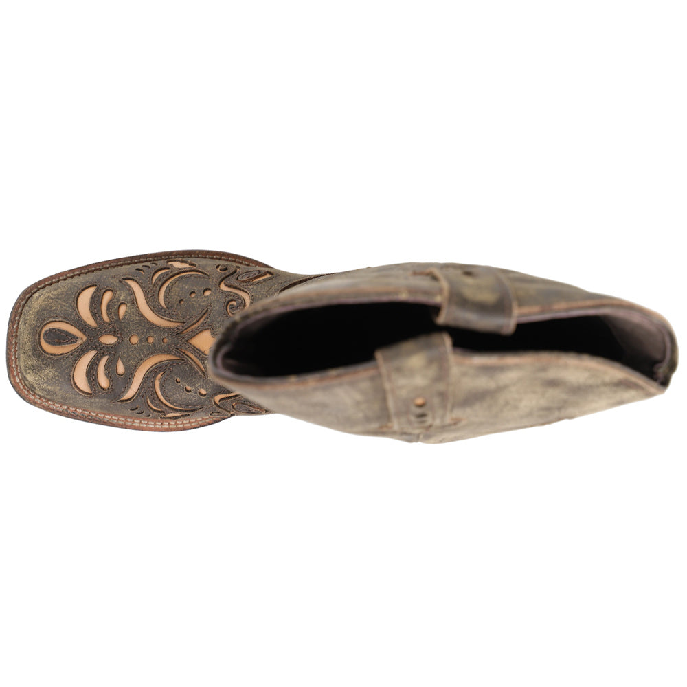 Roper Belle Tooled-Inlay Square Toe Cowboy Boots