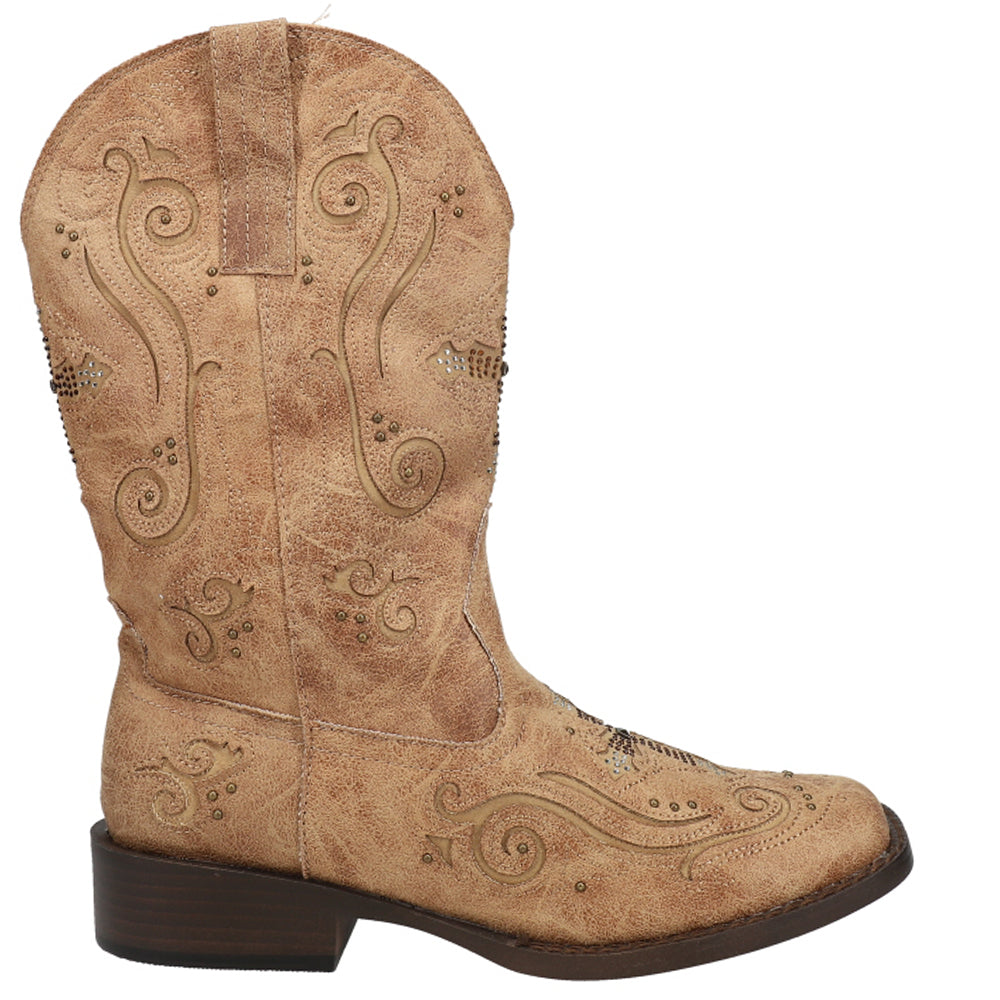 Roper Faith Rhinestone Square Toe Cowboy Boots