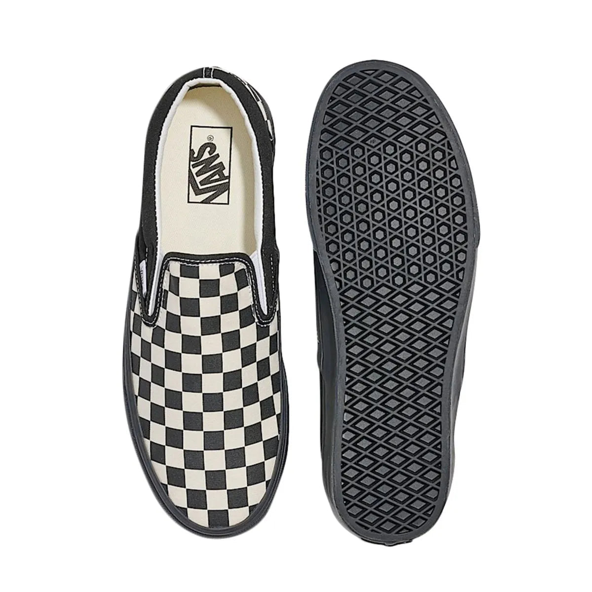 Vans Classic Slip-On Checkerboard Shoes (Checkerboard Black / White) - 6.0 Boys 7.5 Women by Vans