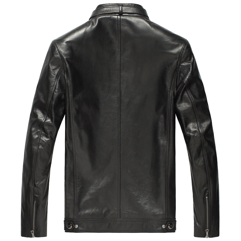 Wearloom Men's Black Genuine Leather Biker Jacket - Side View