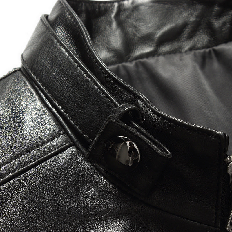 Wearloom Men's Black Genuine Leather Biker Jacket - Back View