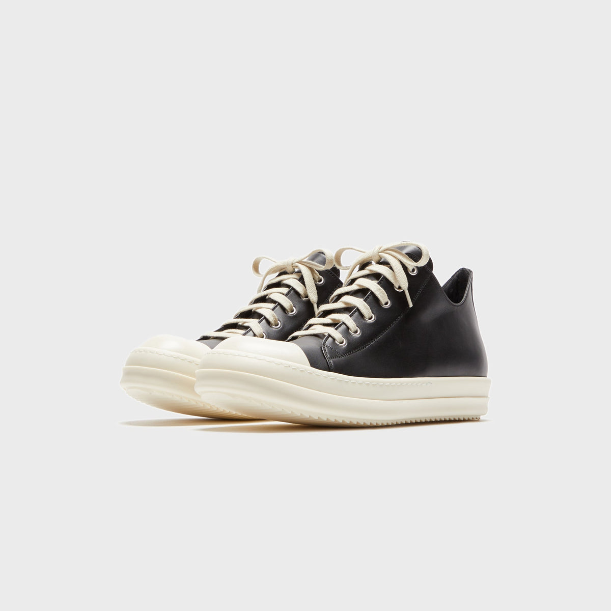 Rick Owens Scarpe Pelle Low Sneakers - Black / Milk / Milk