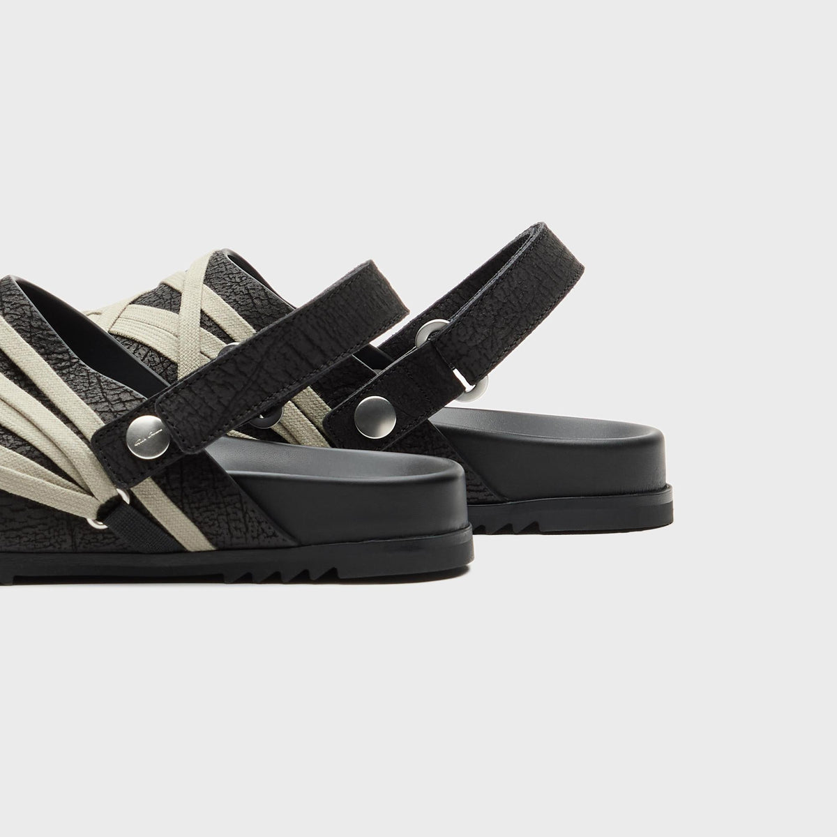 Rick Owens Megalace Mule Granola Mules- Pelle Black