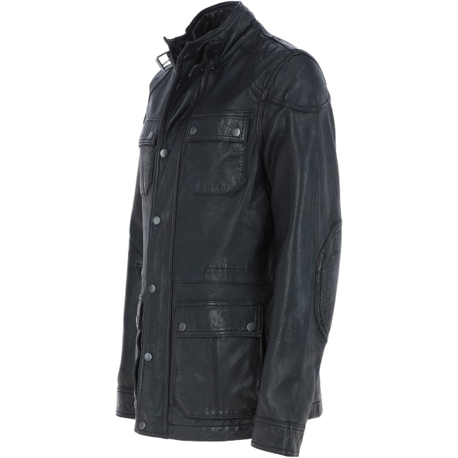 Wearloom Men Black Genuine Leather Safari Jacket - Back View