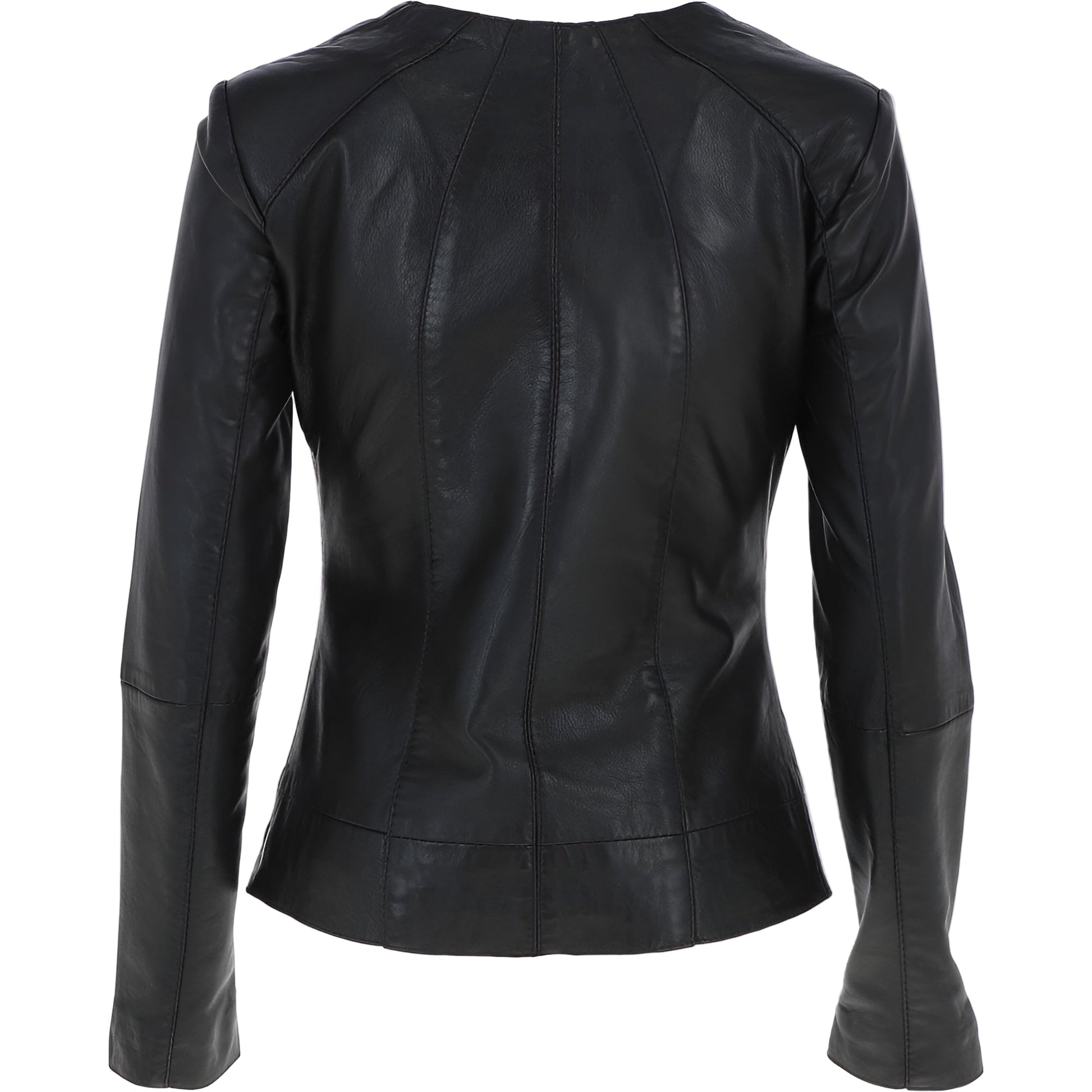 Wearloom Women Black Genuine Leather Jacket Back View