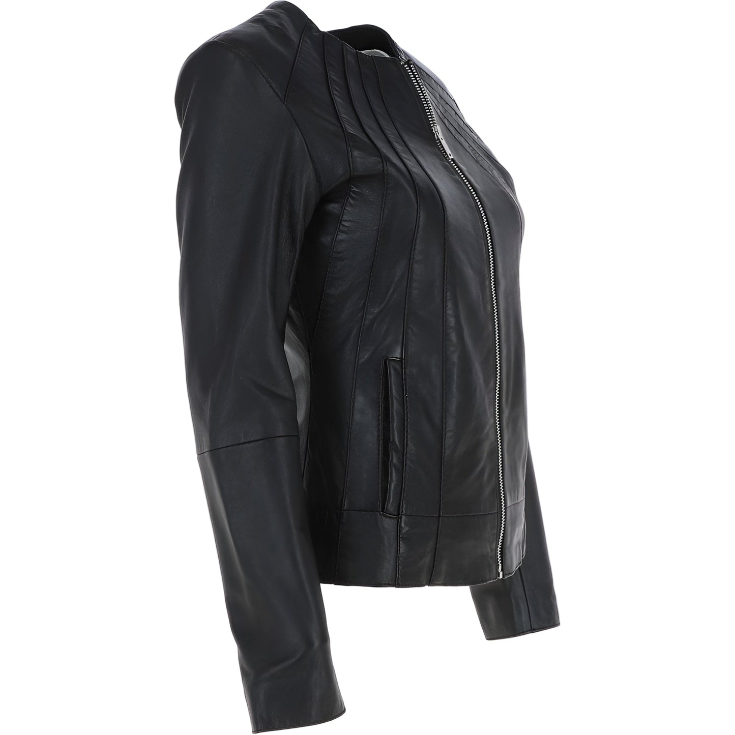 Wearloom Women Black Genuine Leather Jacket - Side View