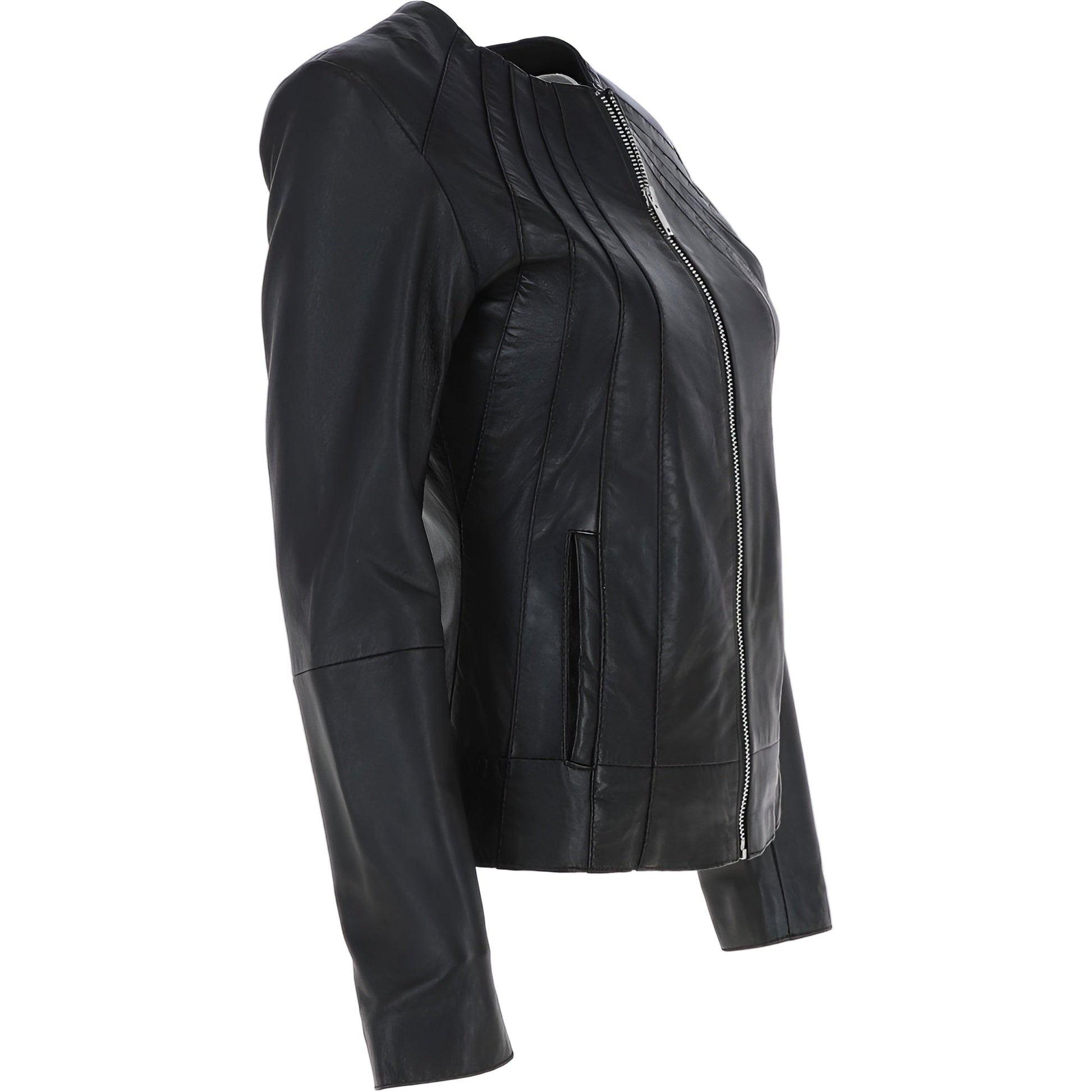 Wearloom Women Black Genuine Leather Jacket - Side View