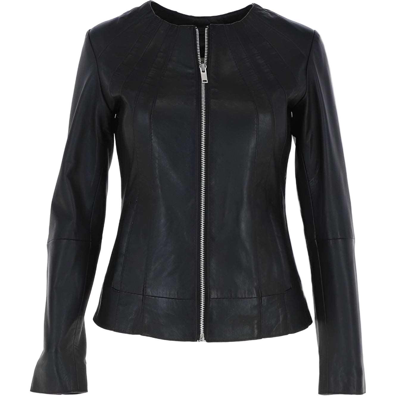Wearloom Women Black Genuine Leather Jacket - Front View