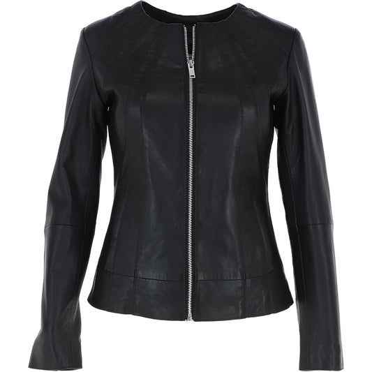Wearloom Women Black Genuine Leather Jacket - Front View