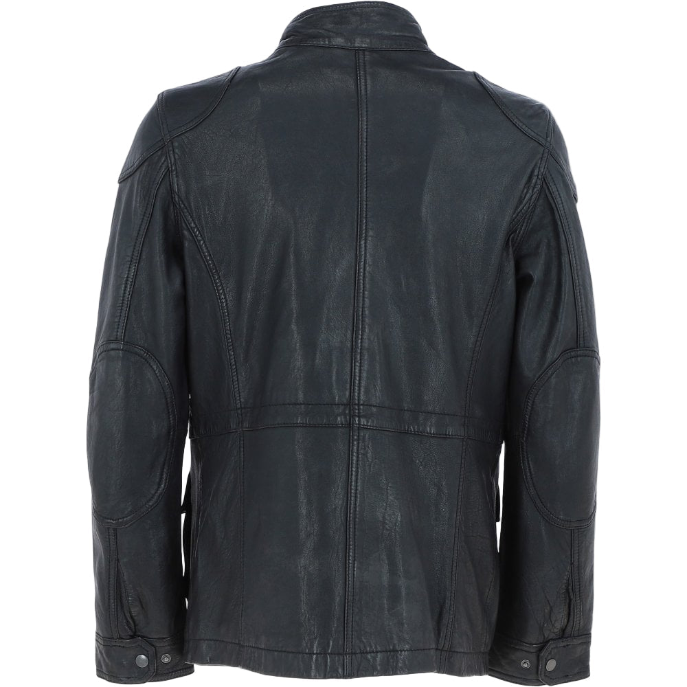 Wearloom Men Black Genuine Leather Safari Jacket Back View