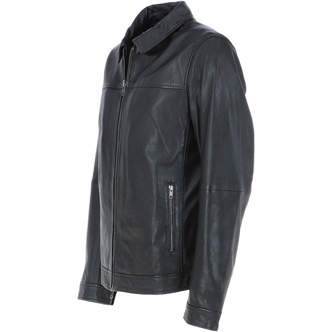 Wearloom Men Classic Black Genuine Leather Biker Jacket - Back View
