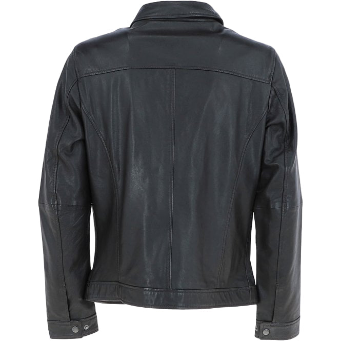 Wearloom Men Classic Black Genuine Leather Biker Jacket - Side View